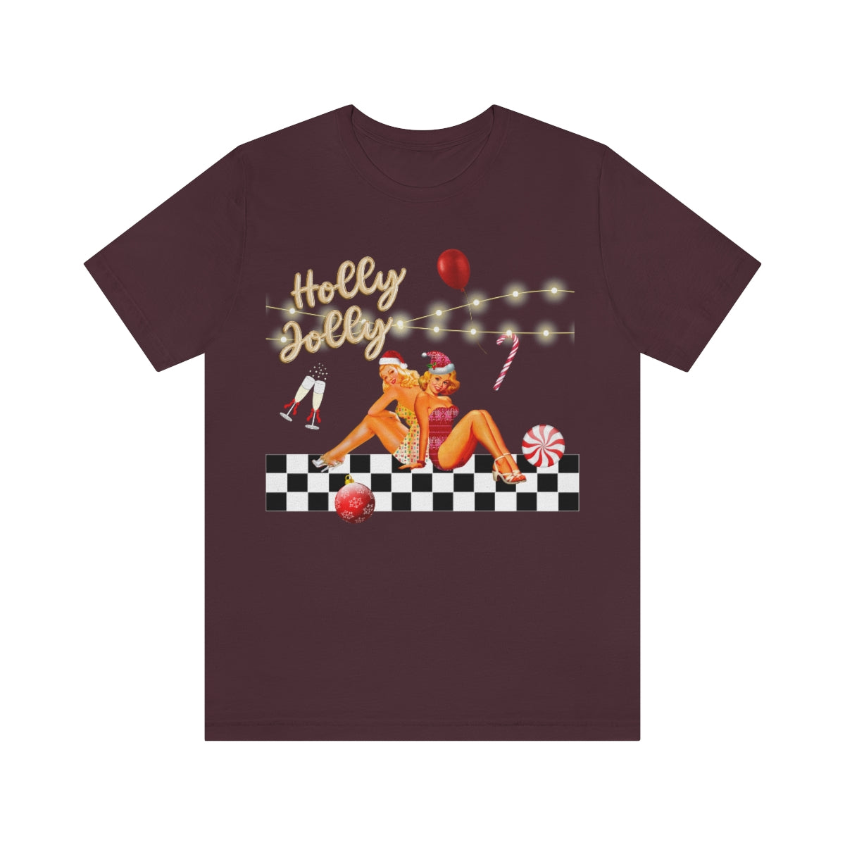 RETRO CHRISTMAS T-SHIRT HOLLY JOLLY