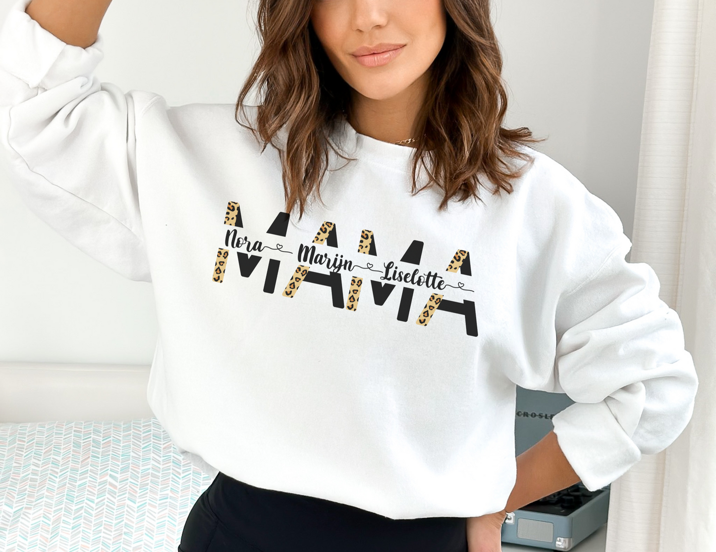MAMA LEOPARD Sweater met de namen van jouw eigen kinderen