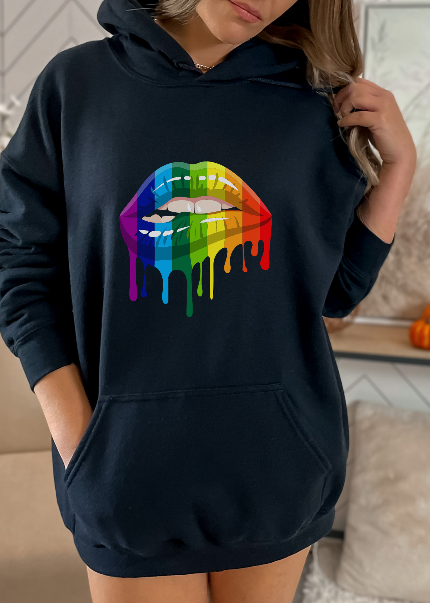 UNISEKS LGBT RAINBOW LIP Hoodie