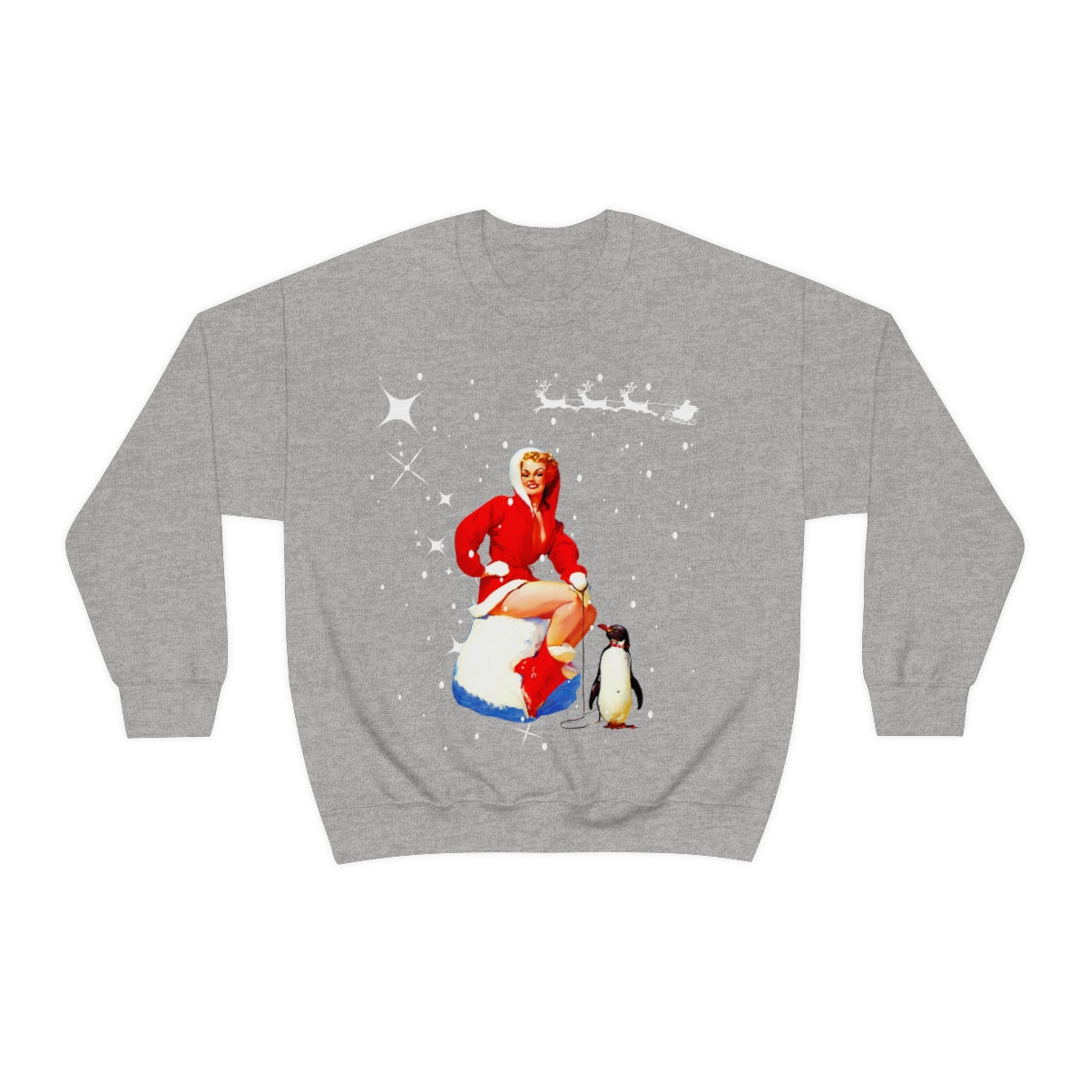 RETRO KERST SWEATER GIRL MET PINGUIN