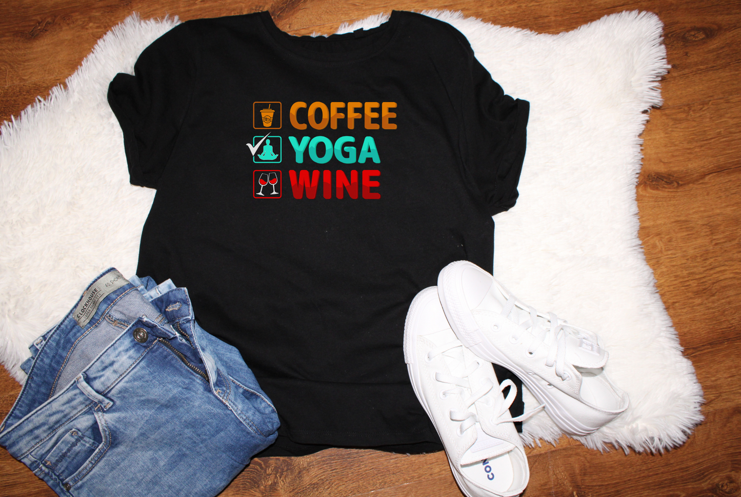 COFFEE YOGA WINE T-shirt