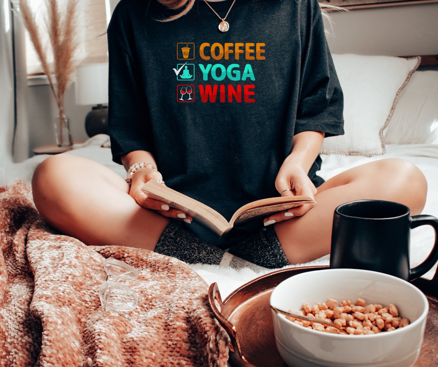 COFFEE YOGA WINE T-shirt