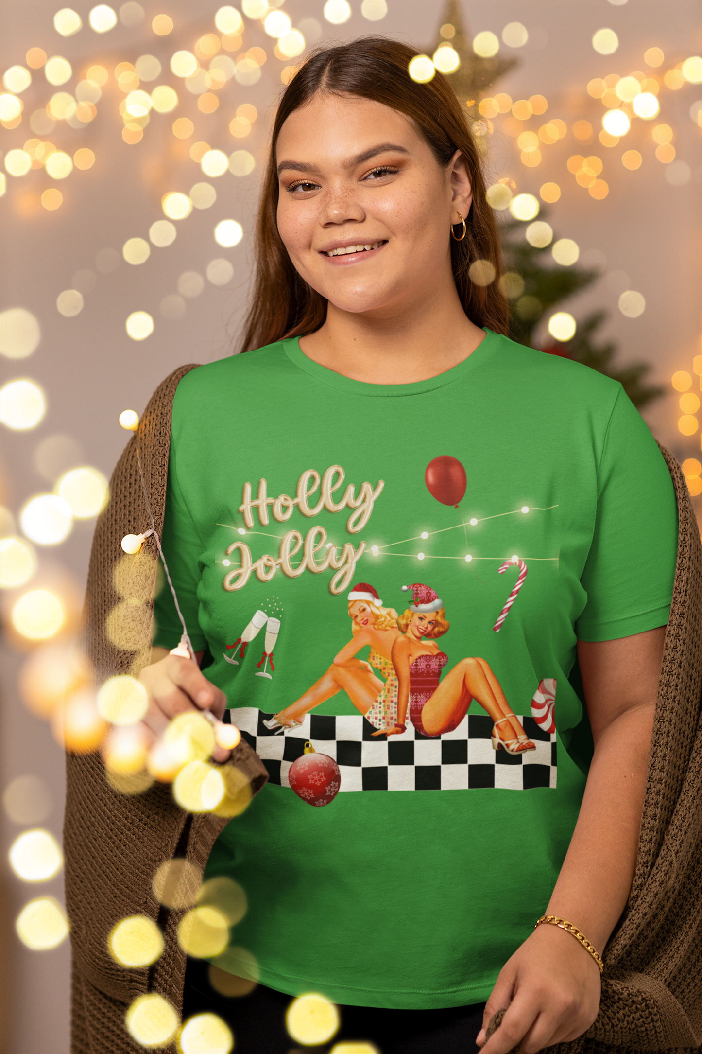 RETRO CHRISTMAS T-SHIRT HOLLY JOLLY