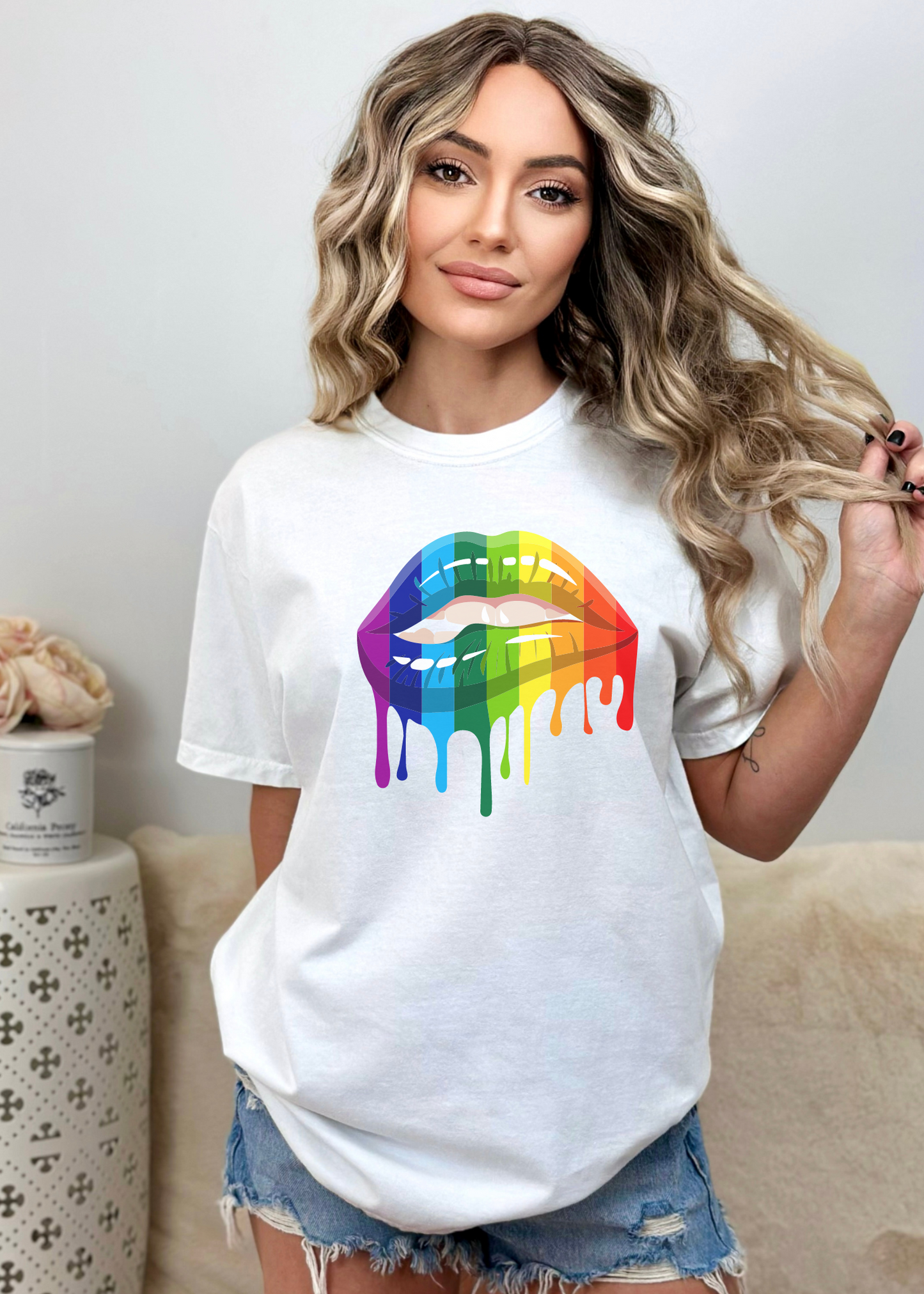 UNISEKS LGBT RAINBOW LIP T-shirt