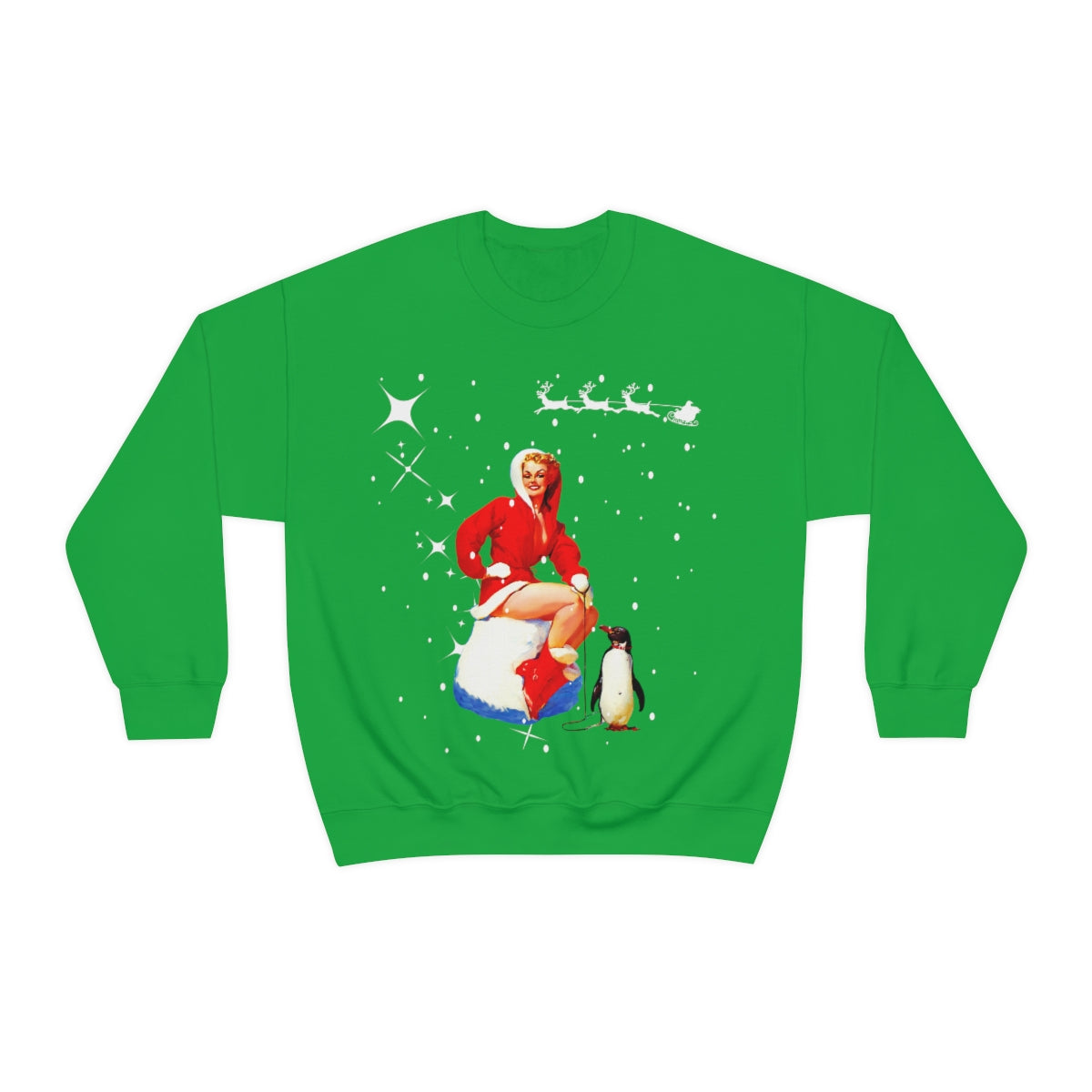 RETRO KERST SWEATER GIRL MET PINGUIN
