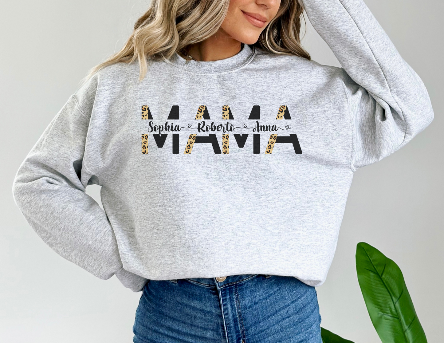 MAMA LEOPARD Sweater met de namen van jouw eigen kinderen