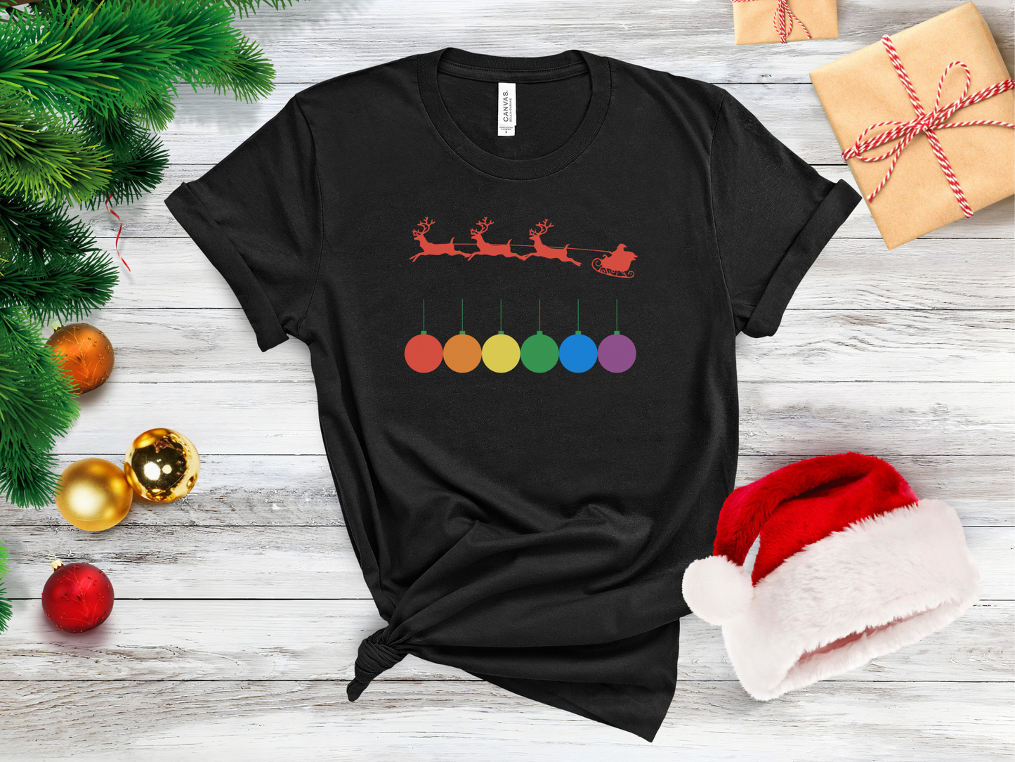 KERST PRIDE RAINBOW CHRISTMAS BAUBLES T-shirt