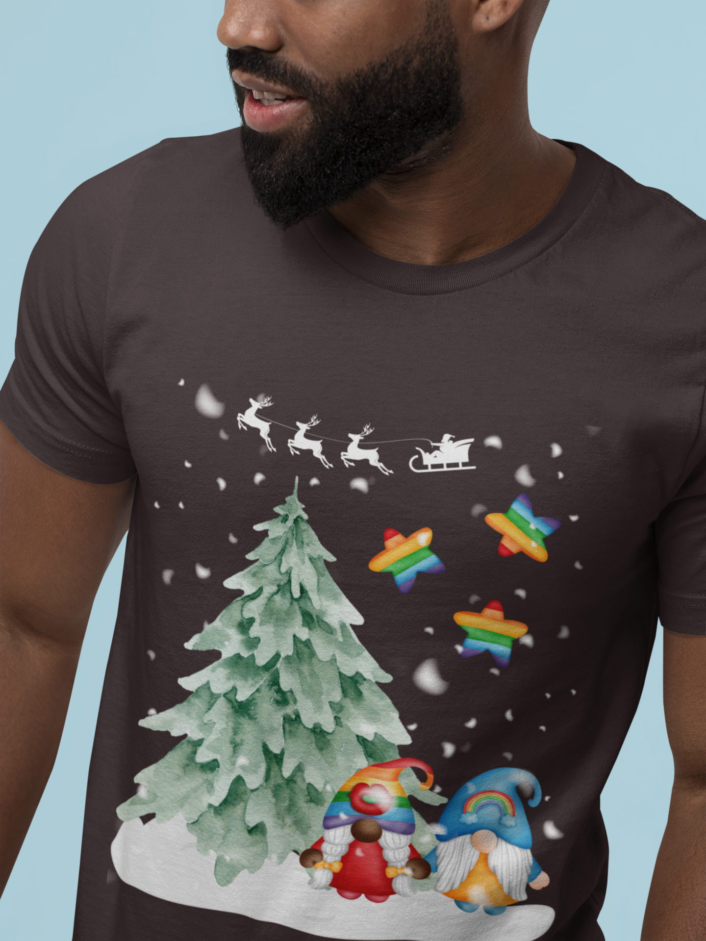 RAINBOW PRIDE CHRISTMAS SNOW GNOMES T-shirt